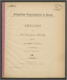 Königliches Progymnasium zu Berent. Bericht über das Schuljahr 1897/98