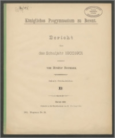 Königliches Progymnasium zu Berent. Bericht über das Schuljahr 1900/1901