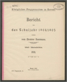 Königliches Progymnasium zu Berent. Bericht über das Schuljahr 1904/1905