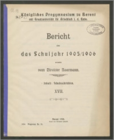 Königliches Progymnasium zu Berent. Bericht über das Schuljahr 1905/1906