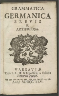Grammatica Germanica Brevis & Artificiosa