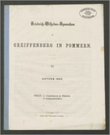 Friedrich-Wilhelms-Gymnasium zu Greiffenberg in Pommern. XI