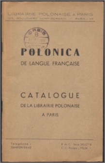 Polonica de langue française : catalogue de la Libraire Polonaise à Paris