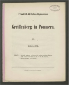 Friedrich-Wilhelms-Gymnasium zu Greiffenberg in Pommern. XX