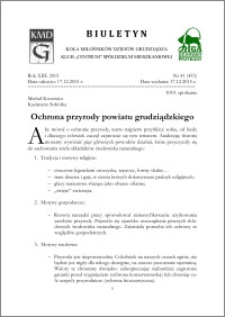 Biuletyn Koła Miłośników Dziejów Grudziądza 2015, Rok XIII, nr 41(453) : Ochrona przyrody powiatu grudziądzkiego
