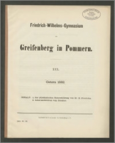 Friedrich-Wilhelms-Gymnasium zu Greifenberg in Pommern. XXX. Ostern 1882