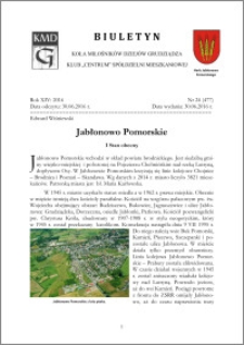 Biuletyn Koła Miłośników Dziejów Grudziądza 2016, Rok XIV, nr 24(477) : Jabłonowo Pomorskie