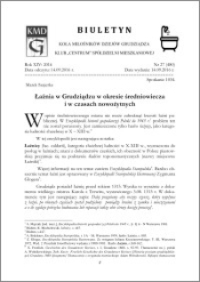 Biuletyn Koła Miłośników Dziejów Grudziądza 2016, Rok XIV, nr 27(480) : Łaźnia w Grudziądzu w okresie średniowiecza i w czasach nowożytnych