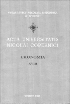Acta Universitatis Nicolai Copernici. Nauki Humanistyczno-Społeczne. Ekonomia, z. 18 (212), 1992