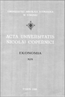Acta Universitatis Nicolai Copernici. Nauki Humanistyczno-Społeczne. Ekonomia, z. 19 (214), 1992