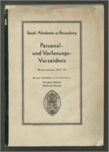 Staatl. Akademie zu Braunsberg Personal - und Vorlesungs - Verzeichnis Wintersemestr 1937/38