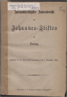 Jahresbericht des Johannes-Stiftes zu Danzig 32 (1884)