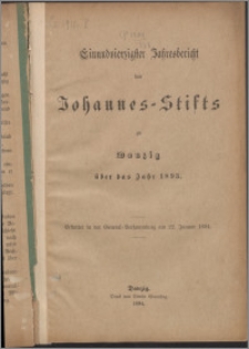 Jahresbericht des Johannes-Stifts zu Danzig über das Jahr 1893, 41