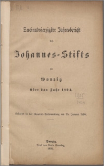 Jahresbericht des Johannes-Stifts zu Danzig über das Jahr 1894, 42