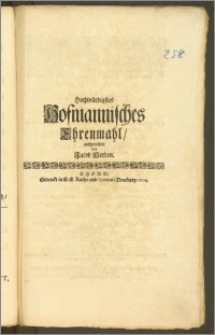 Hochwürdigstes Hofmannisches Ehrenmahl / auffgerichtet von Jacob Herden