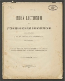 Index Lectionum in Lyceo Regio Hosiano Brunsbergensi per aestatem a die XV. Aprilis anni 1895
