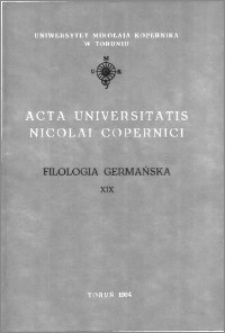 Acta Universitatis Nicolai Copernici. Nauki Humanistyczno-Społeczne. Filologia Germańska, z. 19 (272), 1994