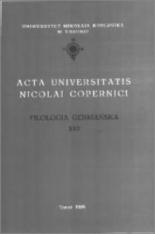 Acta Universitatis Nicolai Copernici. Nauki Humanistyczno-Społeczne. Filologia Germańska, z. 22 (312), 1996