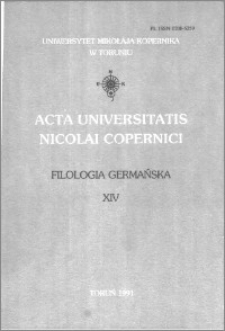 Acta Universitatis Nicolai Copernici. Nauki Humanistyczno-Społeczne. Filologia Germańska, z. 14 (208), 1991