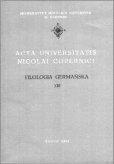 Acta Universitatis Nicolai Copernici. Nauki Humanistyczno-Społeczne. Filologia Germańska, z. 13 (207), 1991