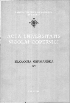 Acta Universitatis Nicolai Copernici. Nauki Humanistyczno-Społeczne. Filologia Germańska, z. 15 (232), 1991