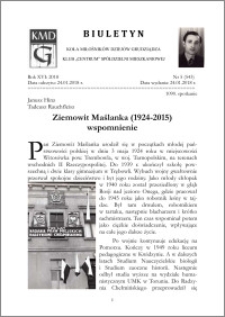 Biuletyn Koła Miłośników Dziejów Grudziądza 2018, Rok XVI nr 5(543) : Ziemowit Maślanka (1924-2015) wspomnienie