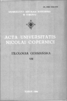 Acta Universitatis Nicolai Copernici. Nauki Humanistyczno-Społeczne. Filologia Germańska, z. 8 (144), 1984