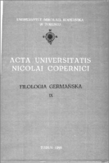 Acta Universitatis Nicolai Copernici. Nauki Humanistyczno-Społeczne. Filologia Germańska, z. 9 (163), 1986