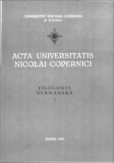 Acta Universitatis Nicolai Copernici. Nauki Humanistyczno-Społeczne. Filologia Germańska, z. 1 (64), 1974