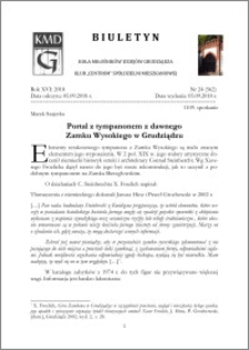 Biuletyn Koła Miłośników Dziejów Grudziądza 2018, Rok XVI nr 24(562) : Portal z tympanonem z dawnego Zamku Wysokiiego w Grudziiądzu