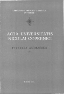 Acta Universitatis Nicolai Copernici. Nauki Humanistyczno-Społeczne. Filologia Germańska, z. 4 (88), 1978