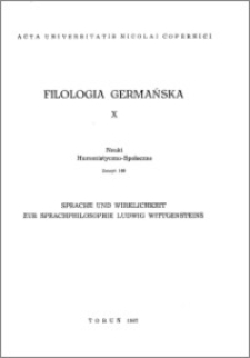 Acta Universitatis Nicolai Copernici. Nauki Humanistyczno-Społeczne. Filologia Germańska, z. 10 (169), 1987