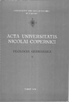 Acta Universitatis Nicolai Copernici. Nauki Humanistyczno-Społeczne. Filologia Germańska, z. 5 (92), 1978