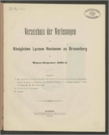 Verzeichnis der Vorlesungen am Königlichen Lyceum Hosianum zu Braunsberg im Winter-Semester 1905/6