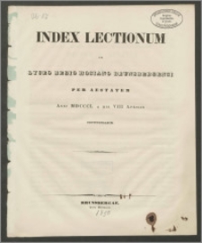 Index Lectionum in Lyceo Regio Hosiano Brunsbergensi per aestatem anni MDCCL a die VIII Aprilis