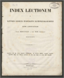 Index Lectionum in Lyceo Regio Hosiano Brunsbergensi per aestatem anni MDCCLII a die XIX Aprilis