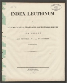 Index Lectionum in Lyceo Regio Hosiano Brunsbergensi per hiemem anni MDCCLIII-IV a die XV Octobris