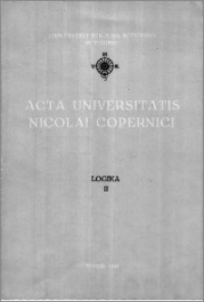 Acta Universitatis Nicolai Copernici. Nauki Humanistyczno-Społeczne. Logika, z. 2 (235), 1991