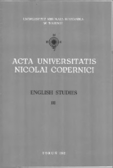Acta Universitatis Nicolai Copernici. Humanities and Social Sciences. English Studies, z. 3 (241), 1992