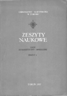 Zeszyty Naukowe Uniwersytetu Mikołaja Kopernika w Toruniu. Nauki Humanistyczno-Społeczne, z. 1, 1957