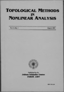 Topological Methods in Nonlinear Analysis, Vol. 9 no 1, (1997)