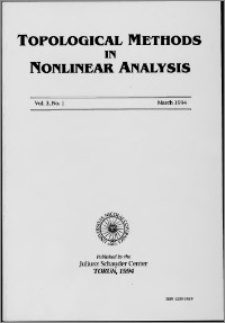Topological Methods in Nonlinear Analysis, Vol. 3 no 1, (1994)