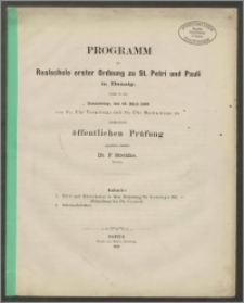 Programm der Realschule erster Ordnung zu St. Petri und Pauli in Danzig, womit zu der Donnerstag, den 18. März 1869