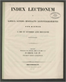 Index Lectionum in Regio Lyceo Hosiano Brunsbergensi per hiemen a die XV Octobris anni 1858