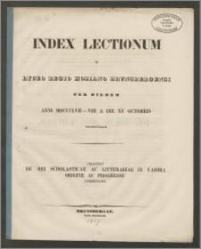 Index Lectionum in Lyceo Regio Hosiano Brunsbergensi per hiemen anni 1857-8 a die XV Octobris