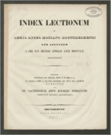 Index Lectionum in Regio Lyceo Hosiano Brunsbergensi per aestatem a die XVI mensis Aprilis anni 1860