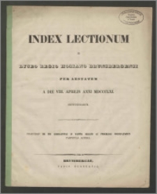 Index Lectionum in Lyceo Regio Hosiano Brunsbergensi per aestatem a die VIII. Aprilis anni 1861