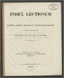 Index Lectionum in Lyceo Regio Hosiano Brunsbergensi per hiemem anni 1862-3 a die XV Octobris