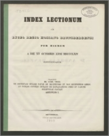 Index Lectionum in Lyceo Regio Hosiano Brunsbergensi per hiemem die XV Octobris anni 1864