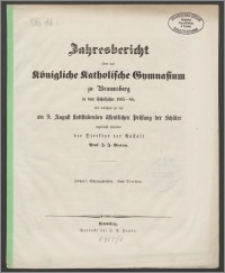 Jahresbericht über das Königliche Katholische Gymnasium zu Braunsberg in dem Schuljahre 1865-66
